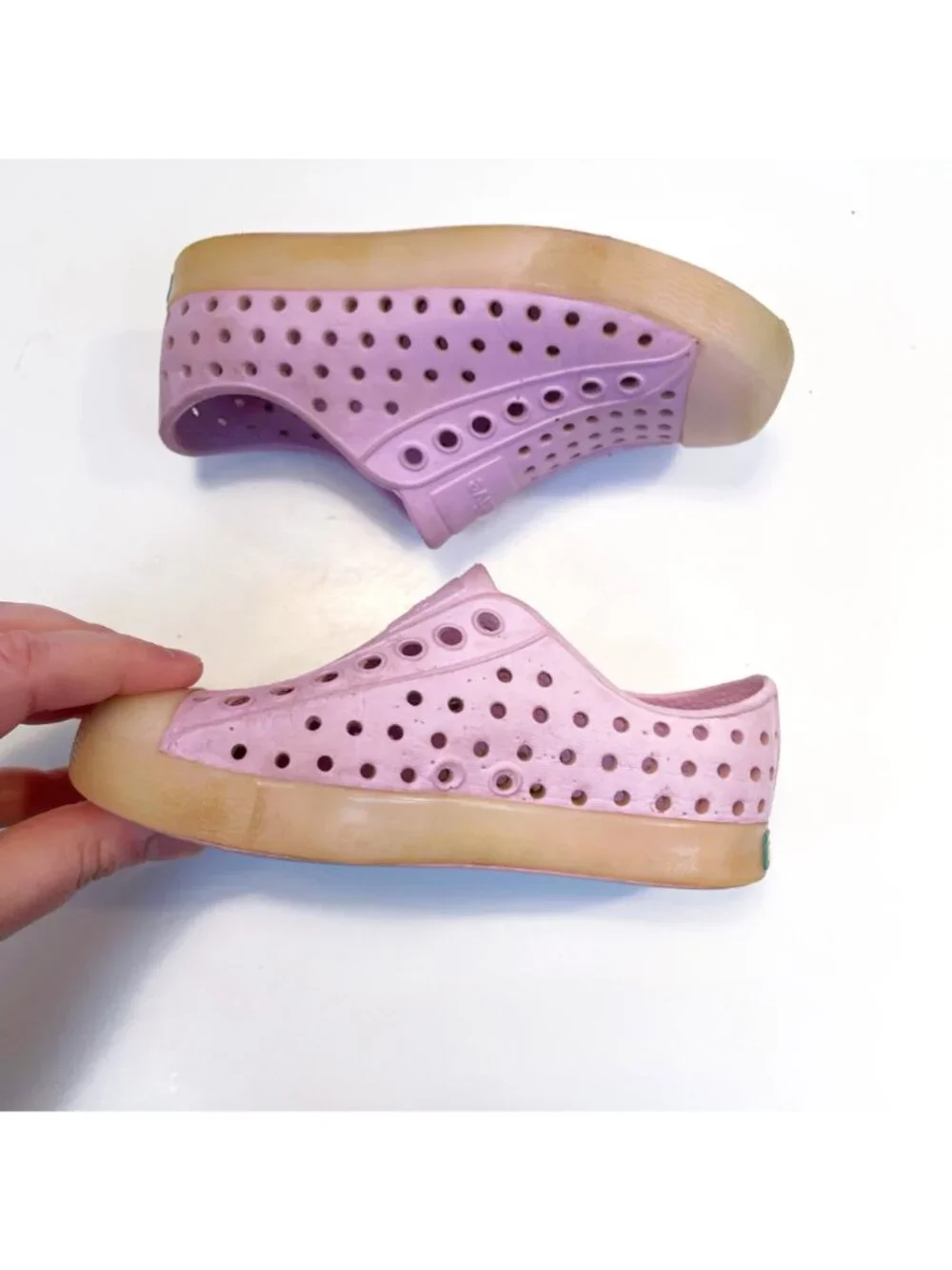 Native Jefferson Pink/Cream Slip on Waterproof Shoes, size 8